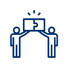Icône représentant des ateliers animés par des experts, des tables rondes et des engagements collaboratifs.
